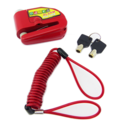 CANDADO CON ALARMA FRENO DISCO MOTO + PIOLA RECORDATORIA