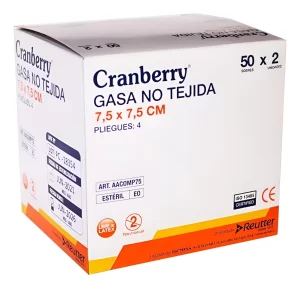 GASA ESTÉRIL NO TEJIDA TAMAÑO 7,5X7,5CM 1 CAJA DE 50 SOBRES CRANBERRY