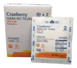 GASA ESTÉRIL 5X5 CAJA 50 UNIDADES CRANBERRY