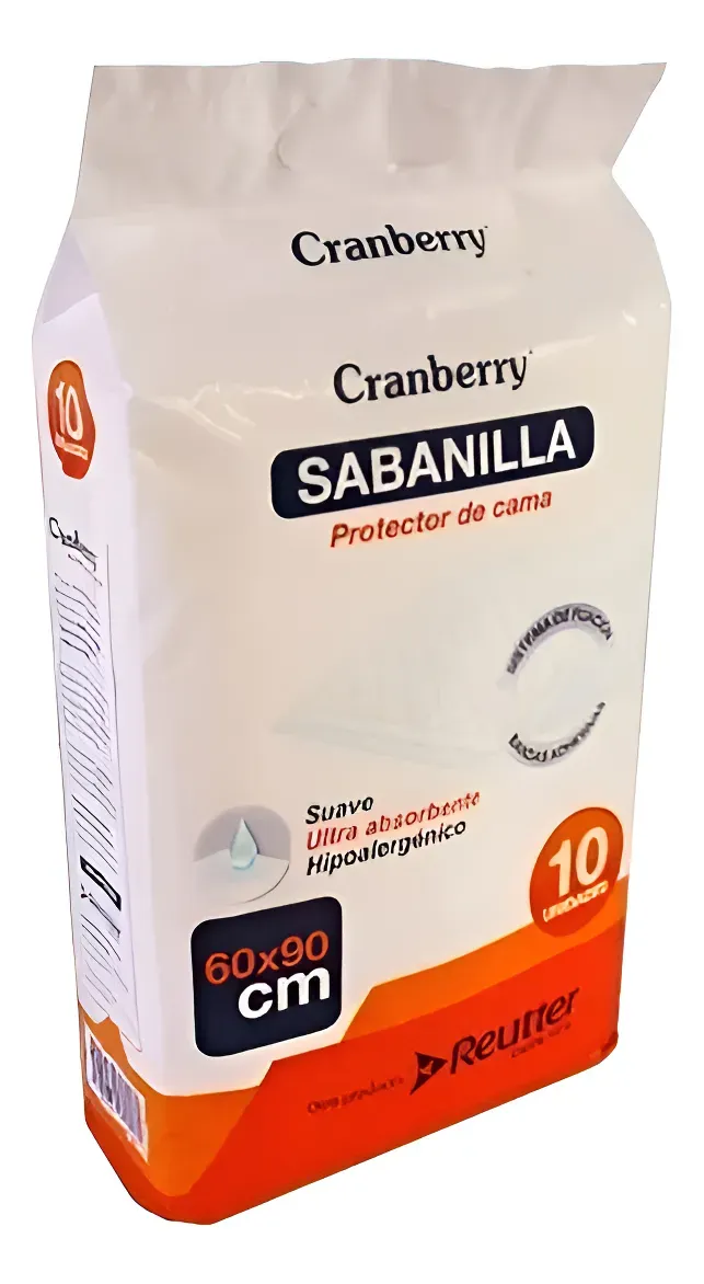 SABANILLAS PROTECTOR DE CAMA CRANBERRY 60X90CM 10 UNIDADES 60X90