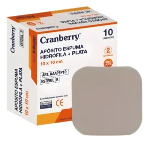 APÓSITO ESPUMA HIDRÓFILA + PLATA 10X10 CM CRANBERRY