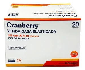 VENDA GASA ELASTICADA 12CM X 4M BLANCO CRANBERRY 20 UNIDADES
