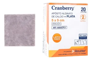 GASA ALGINATO CALCIO Y PLATA CRANBERRY 5X5 CM 20 UNID
