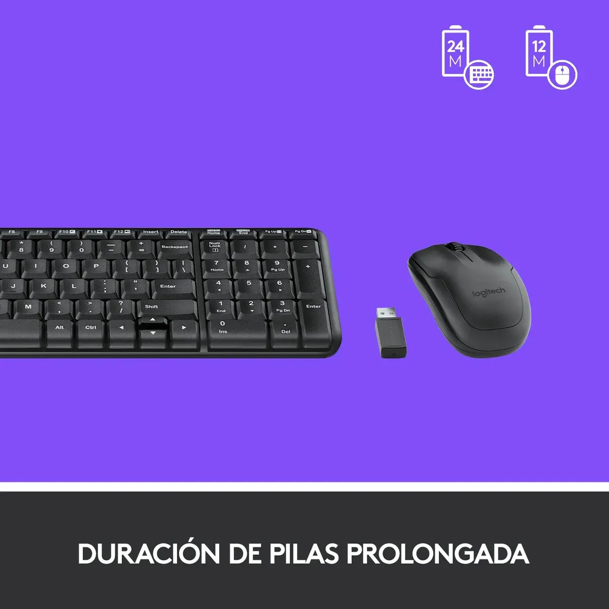 KIT TECLADO Y MOUSE LOGITECH MK220 INALÁMBRICO NEGRO - Imagen 6