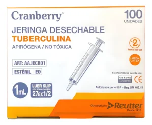 JERINGA TUBERCULINA 1 ML LUER SLIP 27G * 1/2 1ML CRANBERRY 1 ML