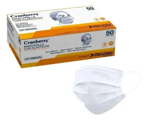 MASCARILLAS CRANBERRY IIR 3 CAPAS BLANCAS 50 UNIDADES