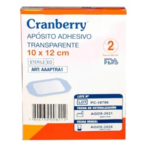 APÓSITO ADHESIVO TRANSPARENTE CRANBERRY 10X12 CAJA DE 50 UNIDADES