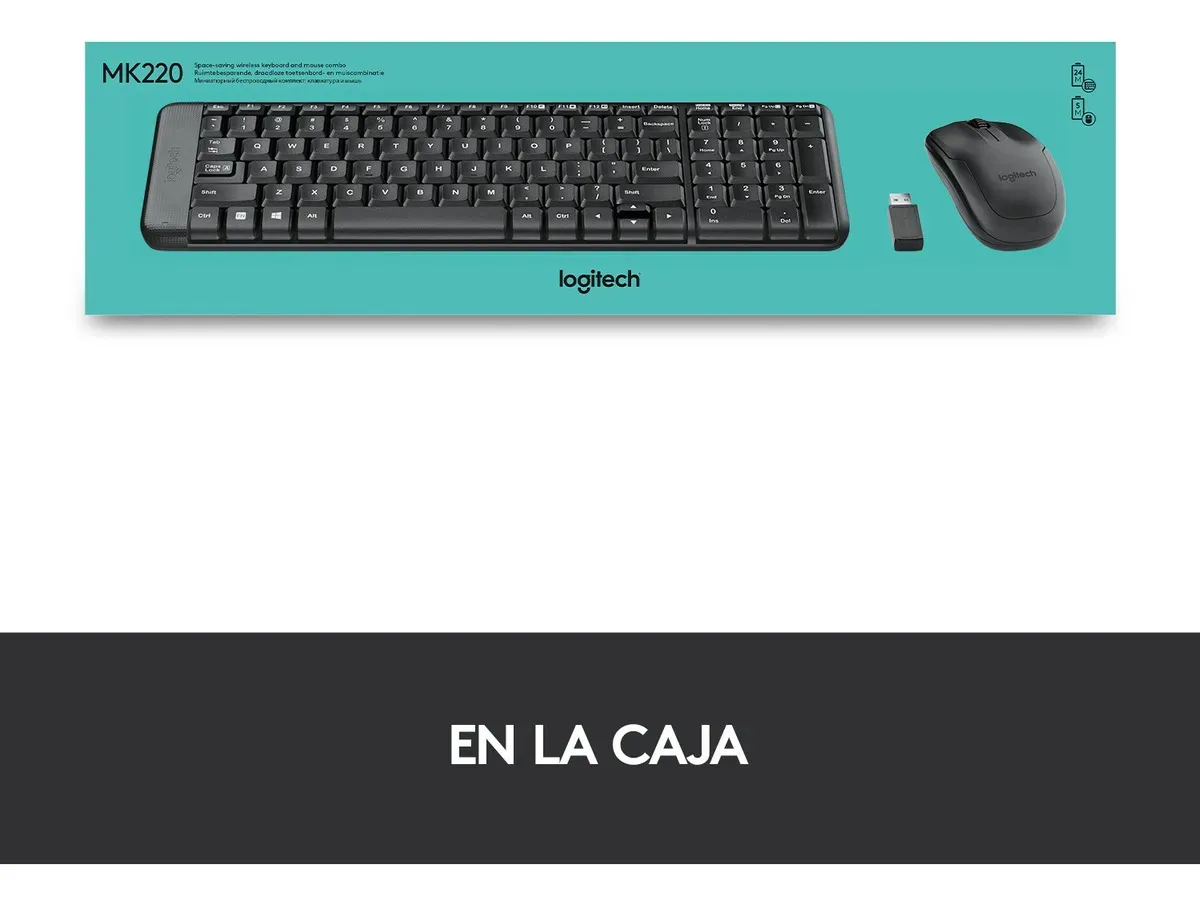 KIT TECLADO Y MOUSE LOGITECH MK220 INALÁMBRICO NEGRO - Imagen 2
