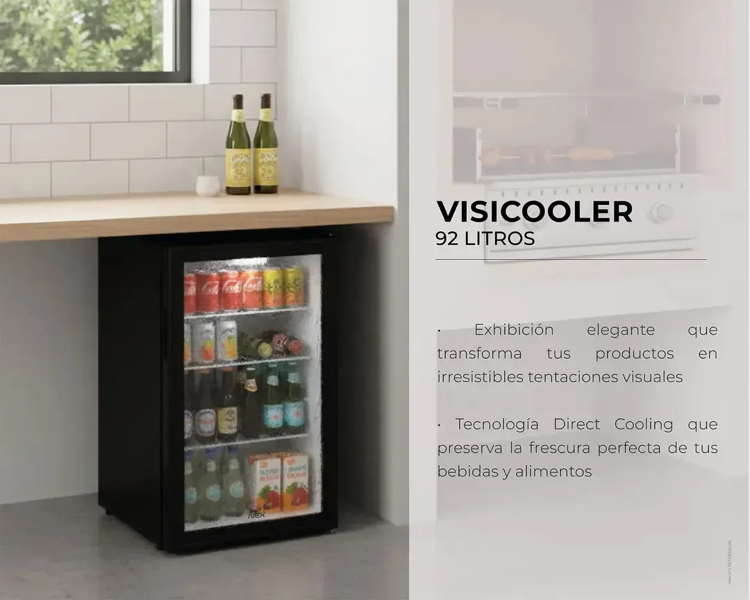 VISICOOLER FRIGOBAR NEX 92 LITROS VIDRIO TEMPLADO 2 CAPAS - Imagen 4