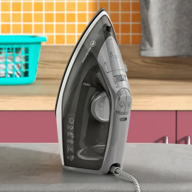 PLANCHA A VAPOR MADEMSA CON BASE DE CERÁMICA Y VAPOR VERTICAL MIR20 GRIS - Imagen 6