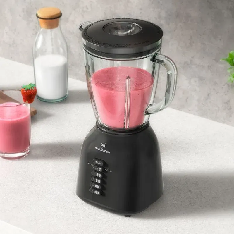 LICUADORA MADEMSA 1.5L CON JARRA DE VIDRIO Y 6 VELOCIDADES 400W MBL40 NEGRA - Imagen 6