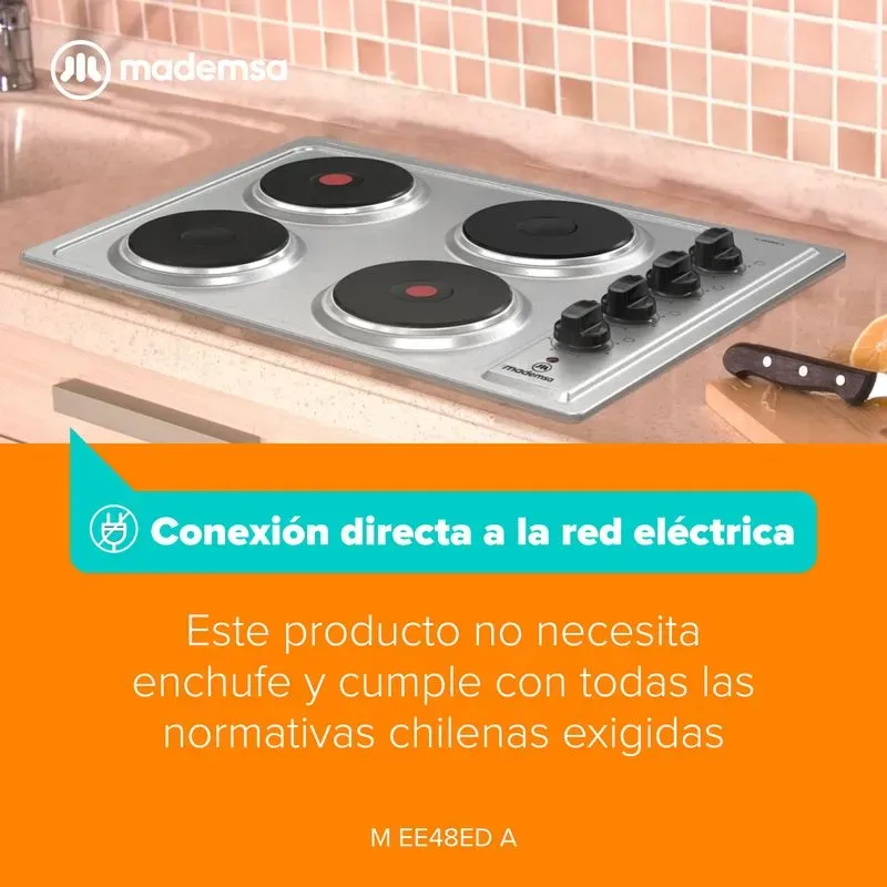 ENCIMERA ELÉCTRICA 4 PLATOS MADEMSA LUZ INDICADORA DE FUNCIONAMIENTO M EE48ED A INOX - Imagen 6