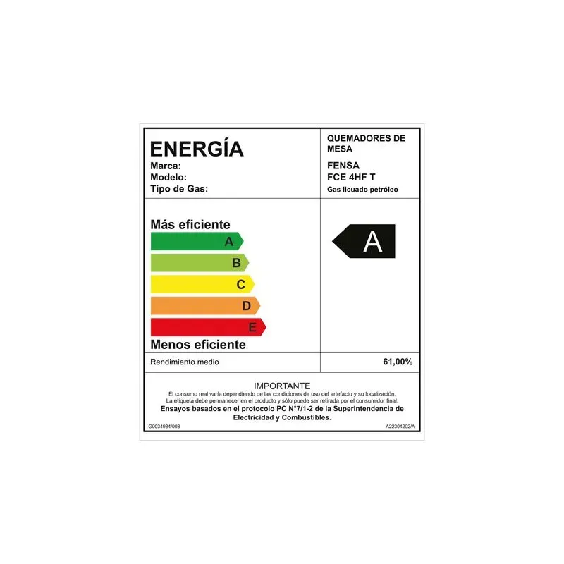 ENCIMERA A GAS 4 PLATOS FENSA ENCENDIDO ELÉCTRICO Y PARRILLA HIERRO FUNDIDO FCE 4HF T INOX - Imagen 7