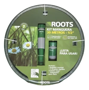 KIT 30 MT MANGUERA REFORZADA 1/2 CON ACCESORIOS VERDE GRIS