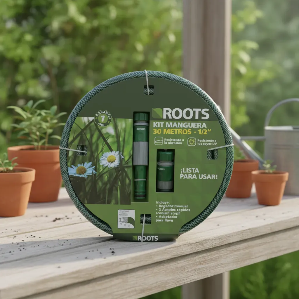 KIT 30 MT MANGUERA REFORZADA 1/2 CON ACCESORIOS VERDE GRIS - Imagen 3