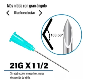 AGUJA HIPODERMICA 21G X 1 1/2 – CAJA 100 UNIDADES CRANBERRY