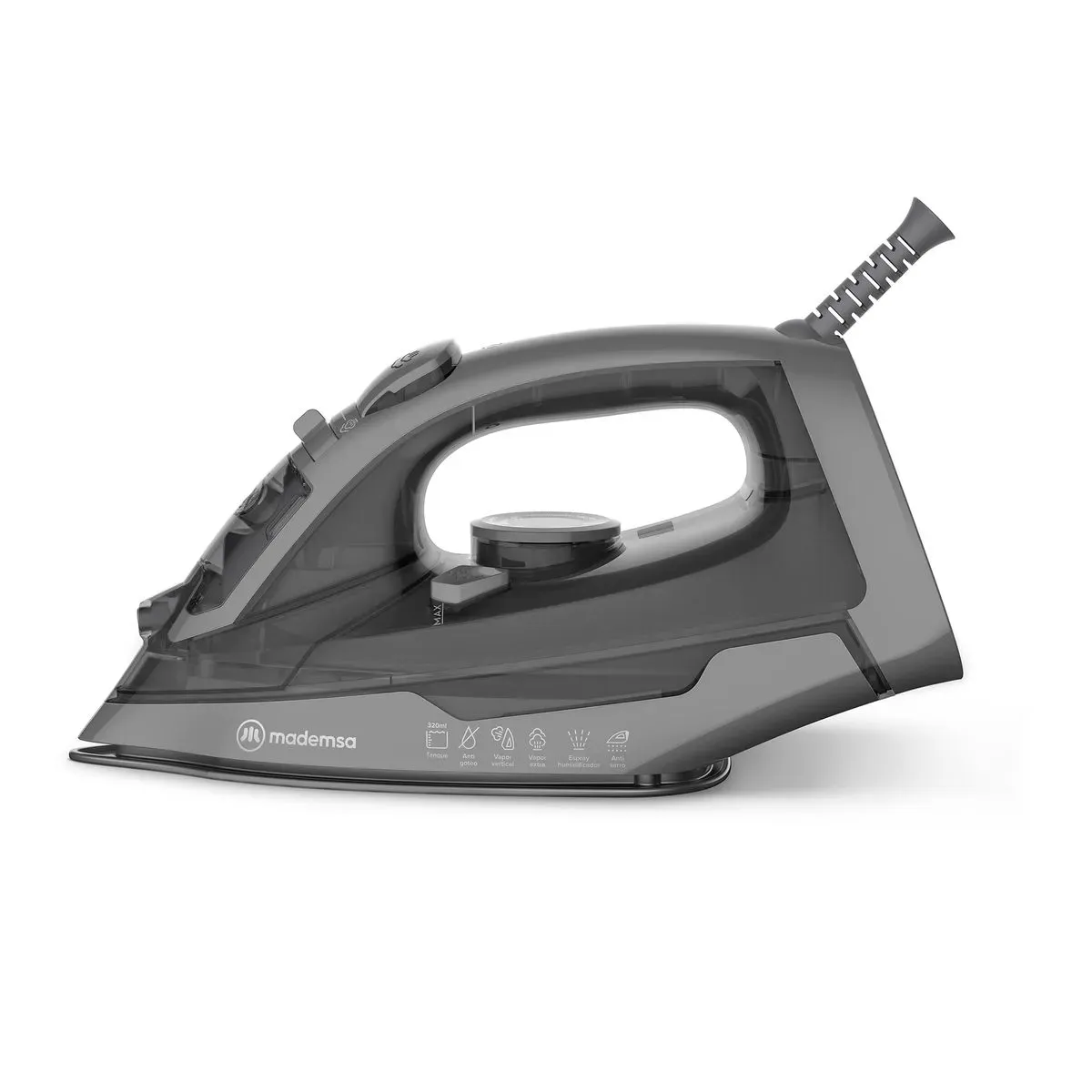 PLANCHA A VAPOR MADEMSA CON BASE DE CERÁMICA Y SISTEMA ANTISARRO MIR30 GRIS