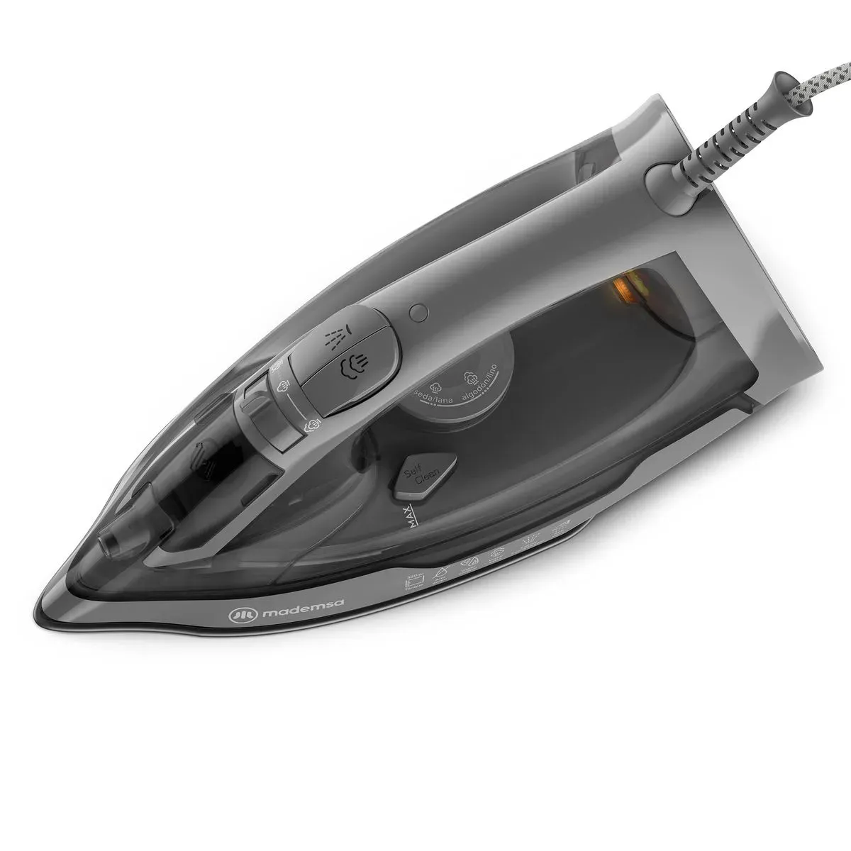 PLANCHA A VAPOR MADEMSA CON BASE DE CERÁMICA Y SISTEMA ANTISARRO MIR30 GRIS - Imagen 5