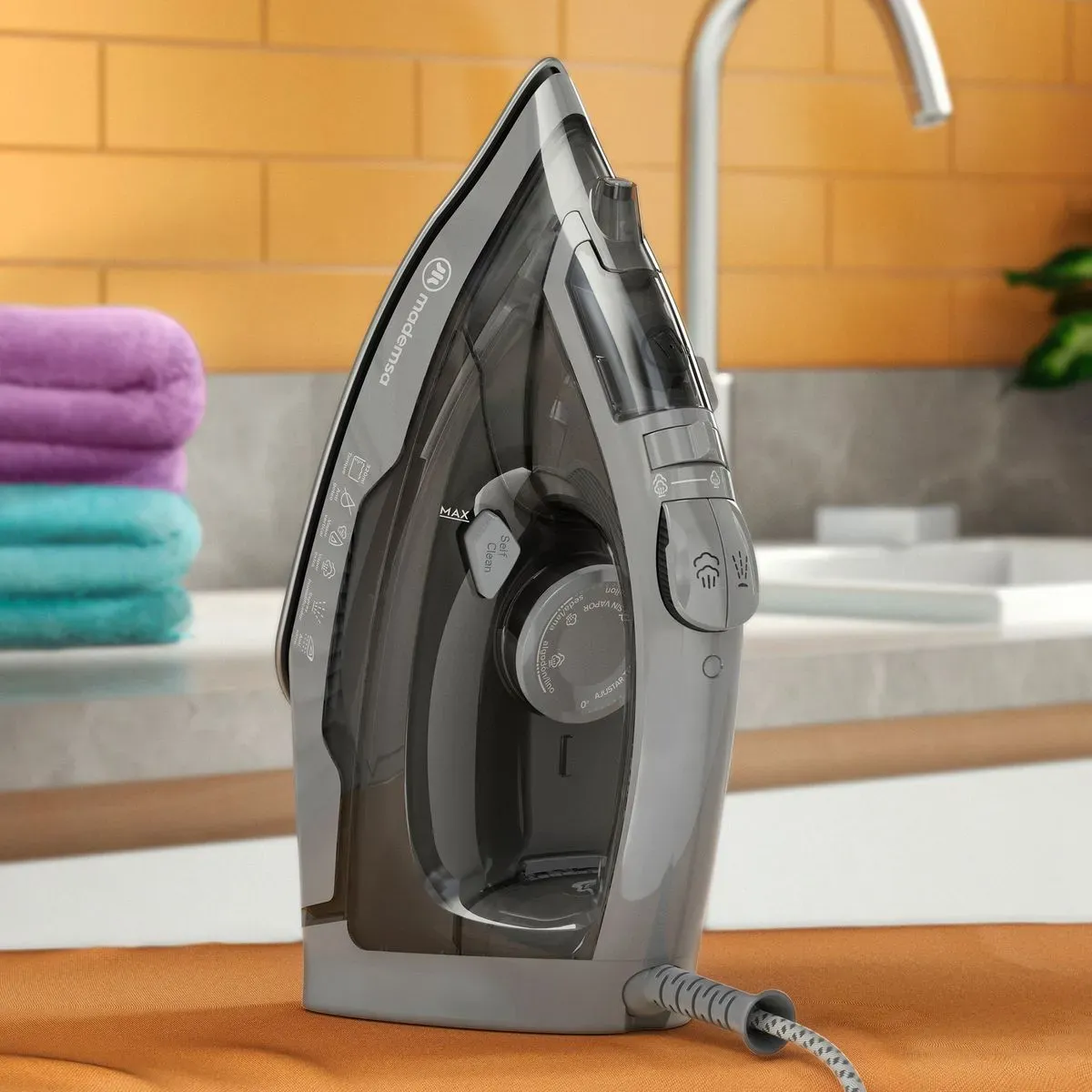 PLANCHA A VAPOR MADEMSA CON BASE DE CERÁMICA Y SISTEMA ANTISARRO MIR30 GRIS - Imagen 6