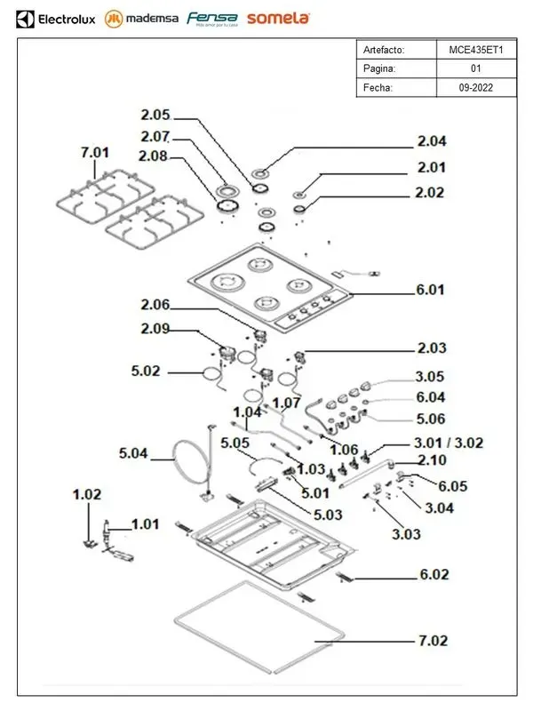 ENCIMERA A GAS 4 PLATOS MADEMSA ENCENDIDO ELÉCTRICO Y PARRILLA ESMALTADA MCE 435E T INOX - Imagen 7