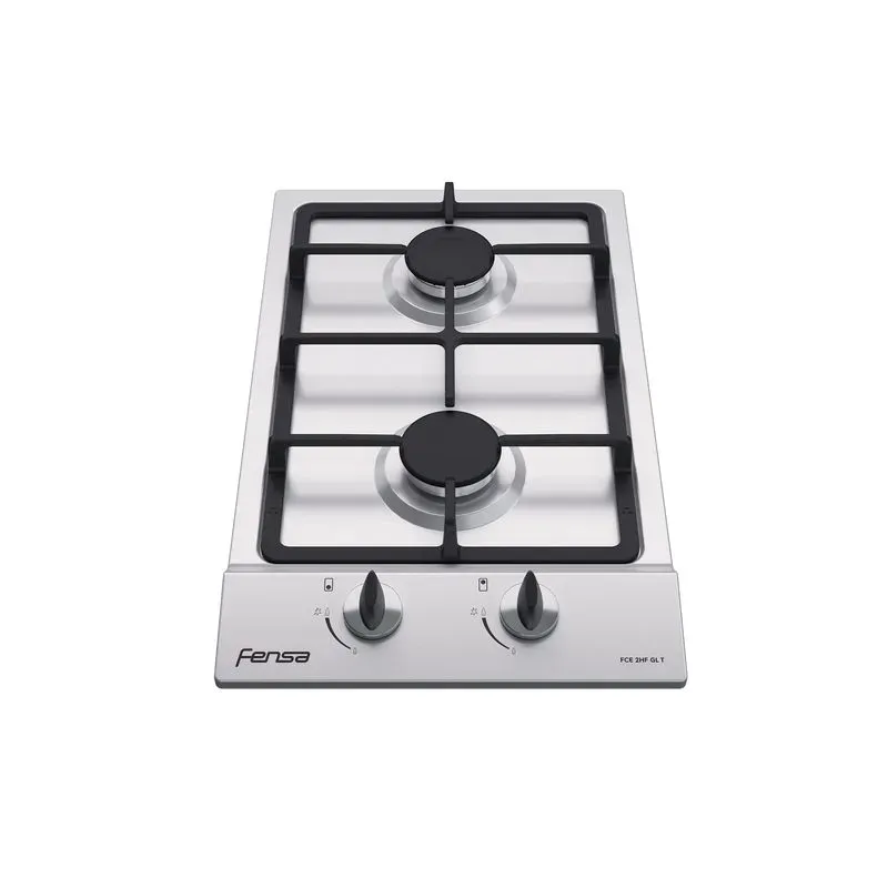 ENCIMERA A GAS 2 PLATOS FENSA ENCENDIDO ELÉCTRICO Y PARRILLA HIERRO FUNDIDO FCE 2HF GL T INOX