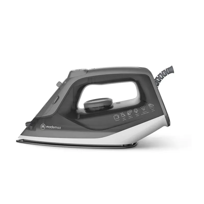 PLANCHA A VAPOR MADEMSA CON BASE DE CERÁMICA Y VAPOR VERTICAL MIR20 GRIS