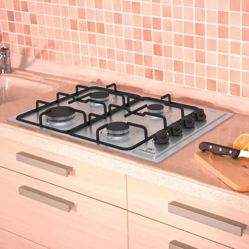 ENCIMERA A GAS 4 PLATOS MADEMSA ENCENDIDO ELÉCTRICO Y PARRILLA ESMALTADA MCE 435E T INOX - Imagen 5