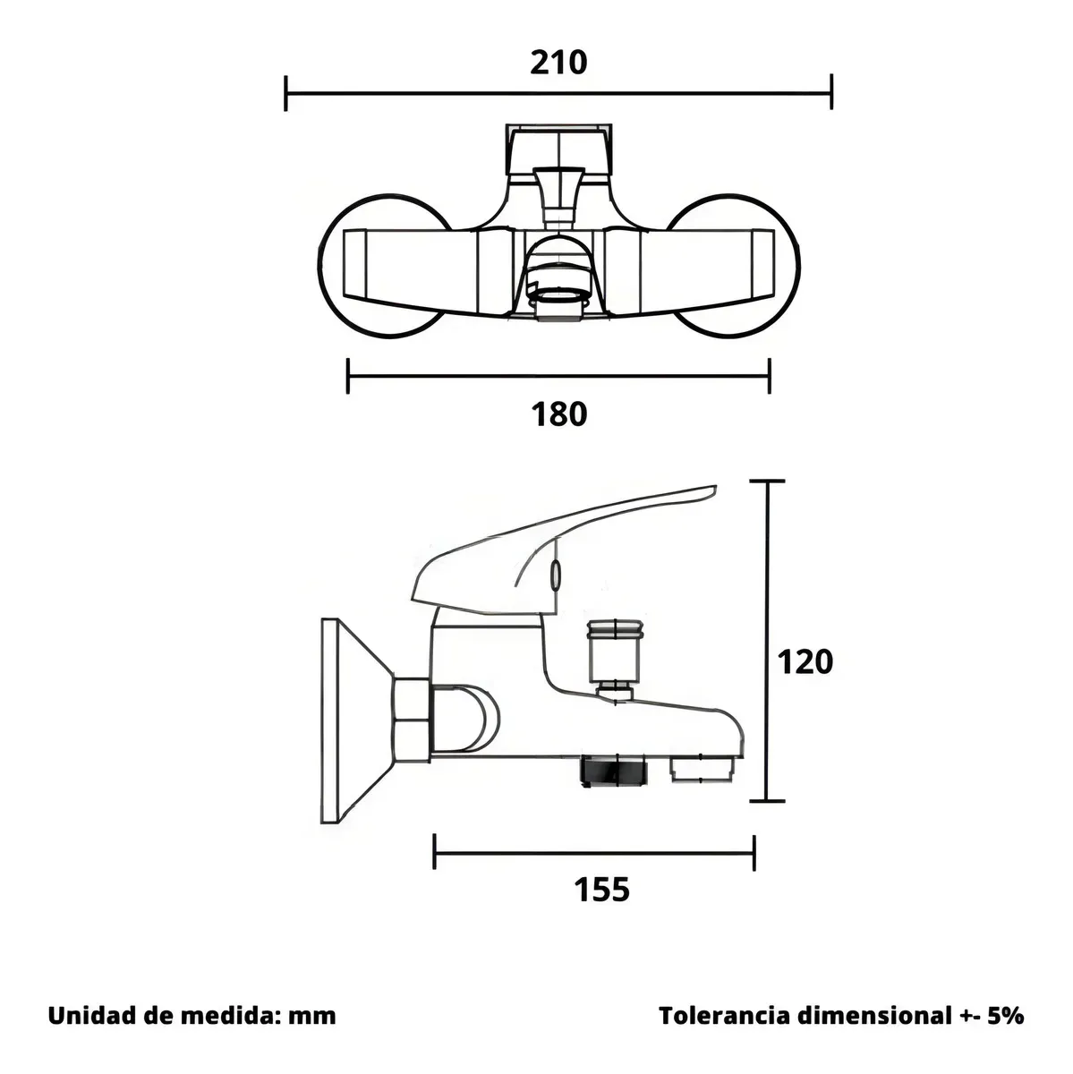 LLAVE MONOMANDO TINA DUCHA NOTTE TAUMM - Imagen 3
