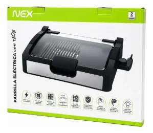 PARRILLA ELECTRICA 1400W CON TAPA VIDRIO Y SUPERFICIE DUAL