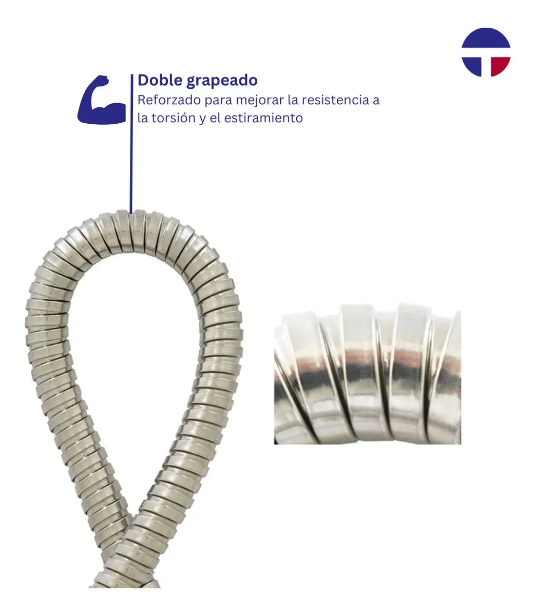 SET DE DUCHA CON FLEXIBLE FREIBURG PLATEADO CROMADO - Imagen 3
