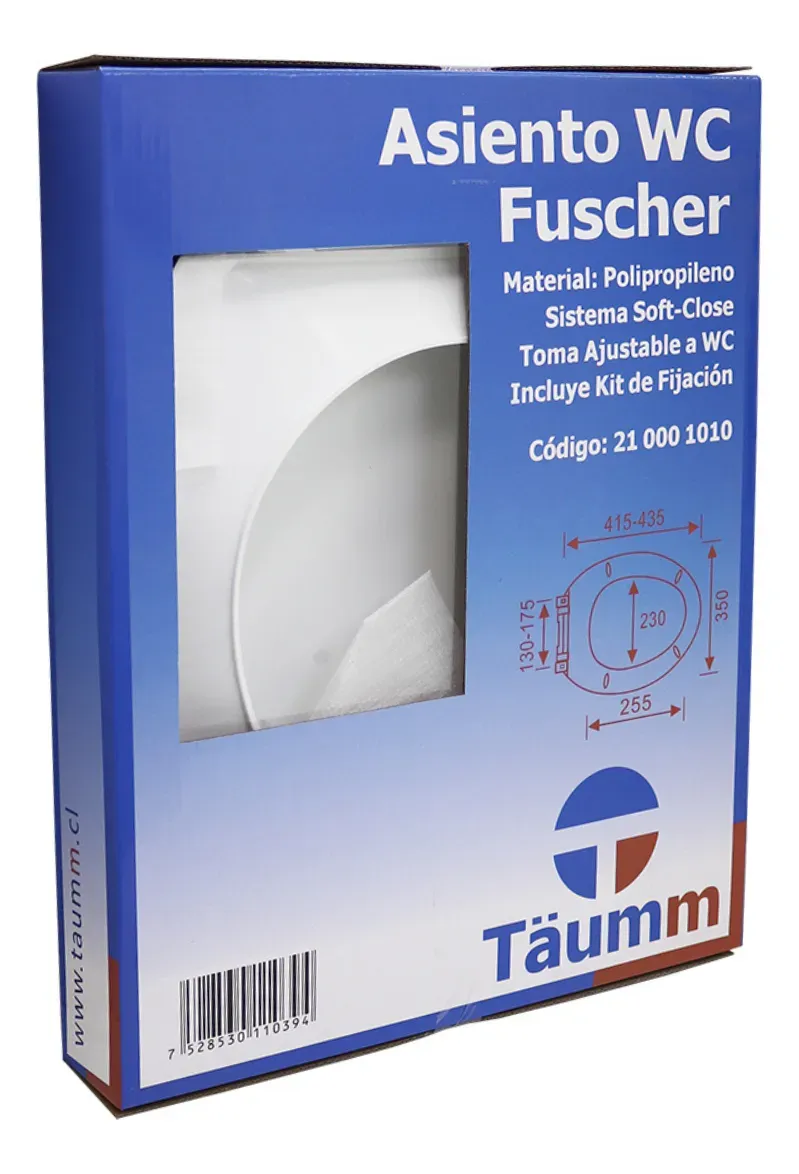 ASIENTO Y TAPA DE CIERRE LENTO DE WC FUSCHER TAUMM BLANCO - Imagen 2