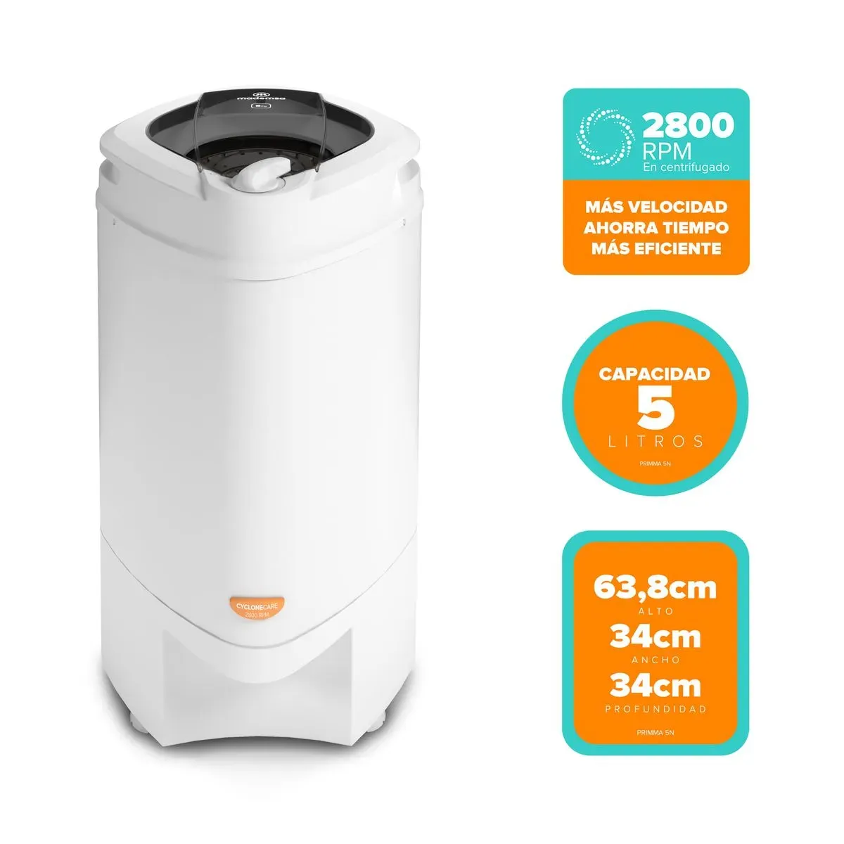 CENTRÍFUGA MADEMSA 5KG PRIMMA 5N CYCLONE CARE - Imagen 5