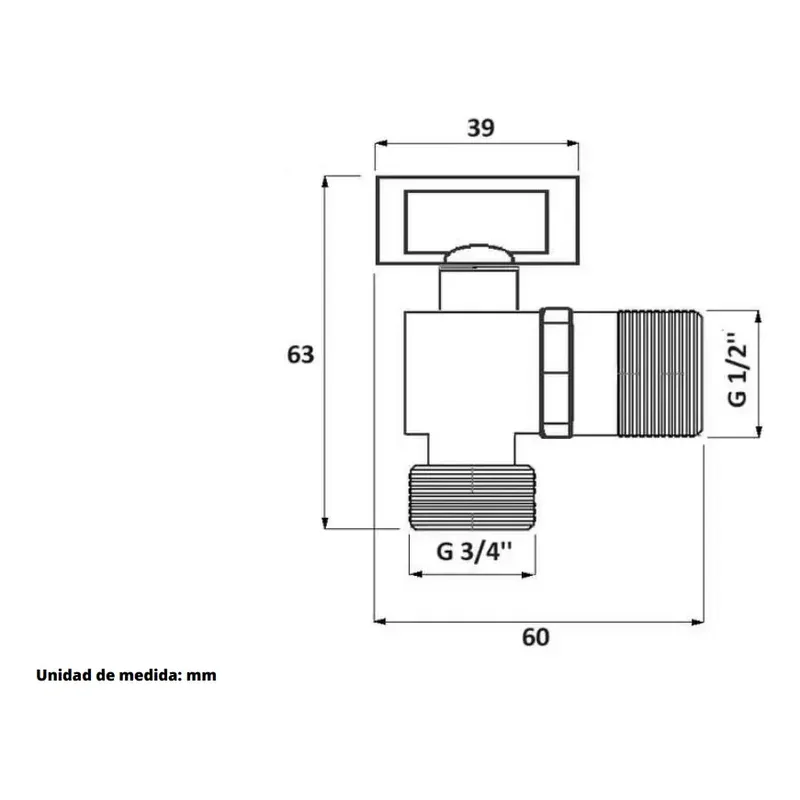 LLAVE ANGULAR LAVADORA LAVADERO TAUMM - Imagen 3