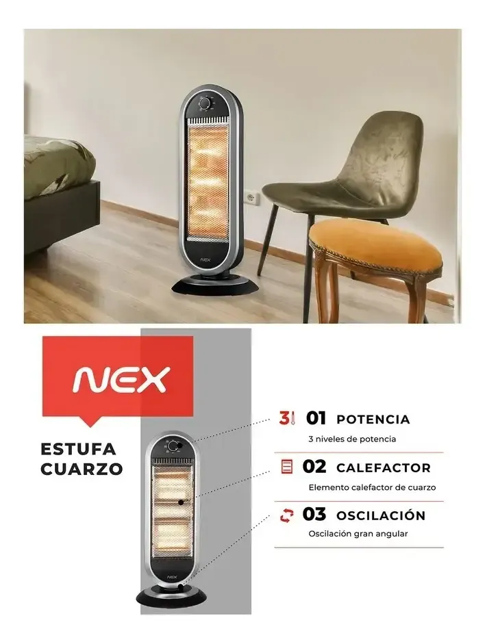 CALEFACTOR ESTUFA HALÓGENA CRB1300 1100W - Imagen 4