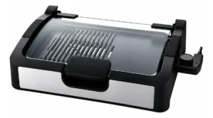 PARRILLA ELECTRICA 1400W CON TAPA VIDRIO Y SUPERFICIE DUAL