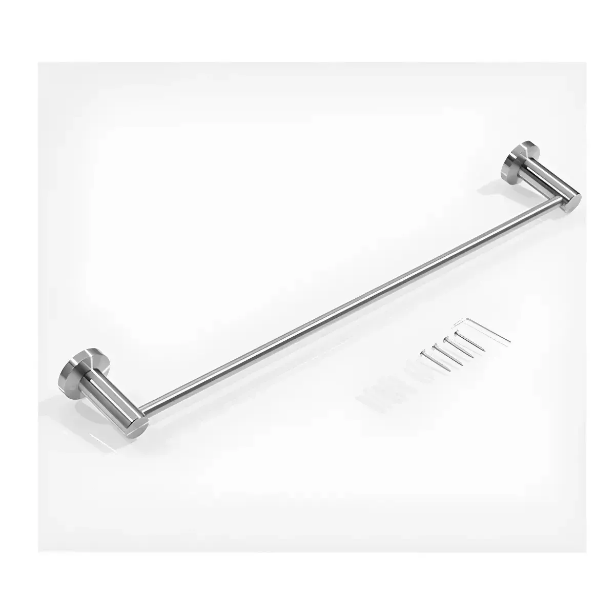 PORTA TOALLA TOALLERO BAÑO BARRA 60 CM ACERO PLATEADO - Imagen 2