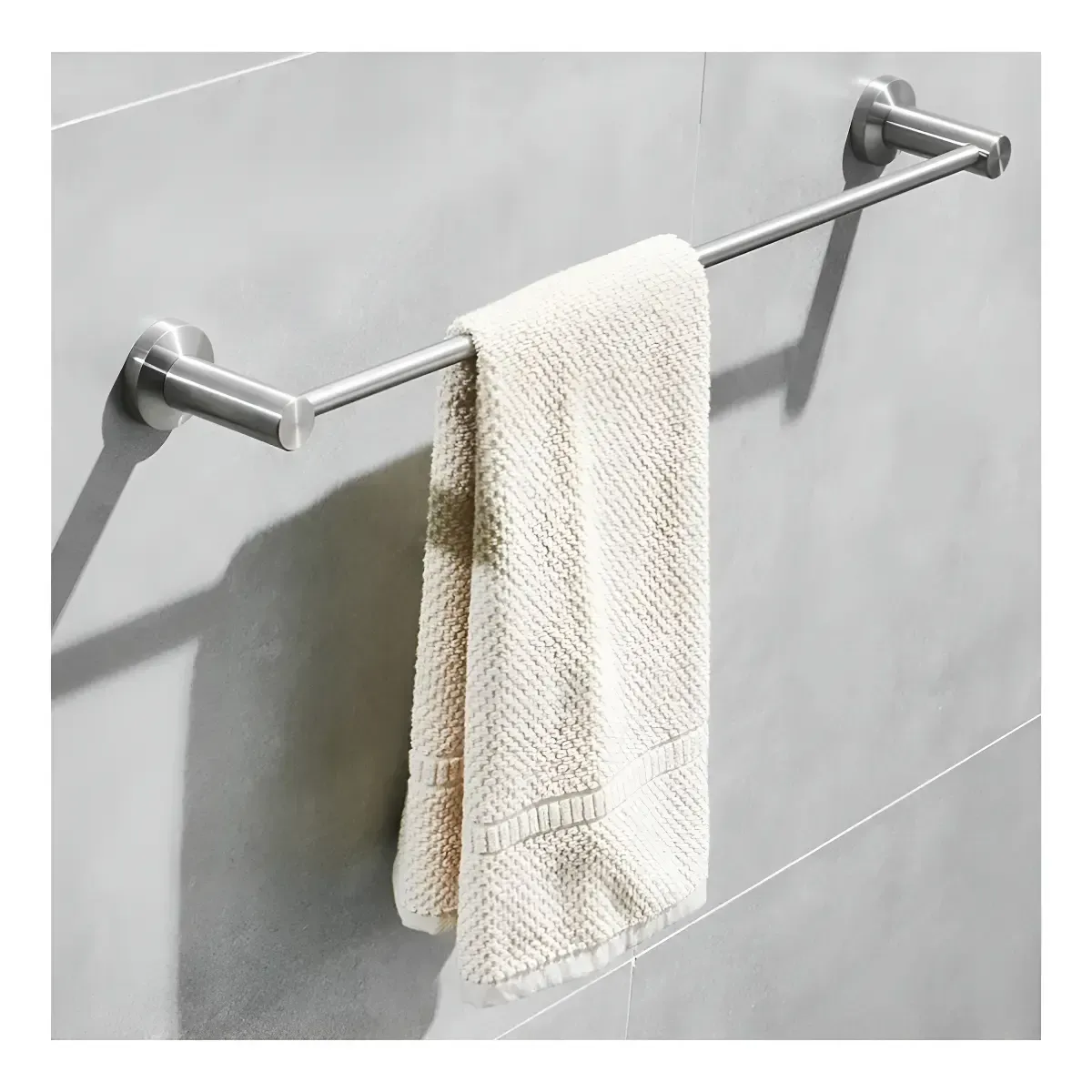 PORTA TOALLA TOALLERO BAÑO BARRA 60 CM ACERO PLATEADO - Imagen 3