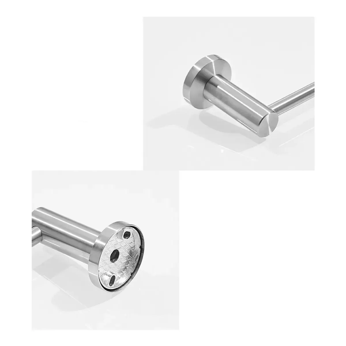 PORTA TOALLA TOALLERO BAÑO BARRA 60 CM ACERO PLATEADO - Imagen 4