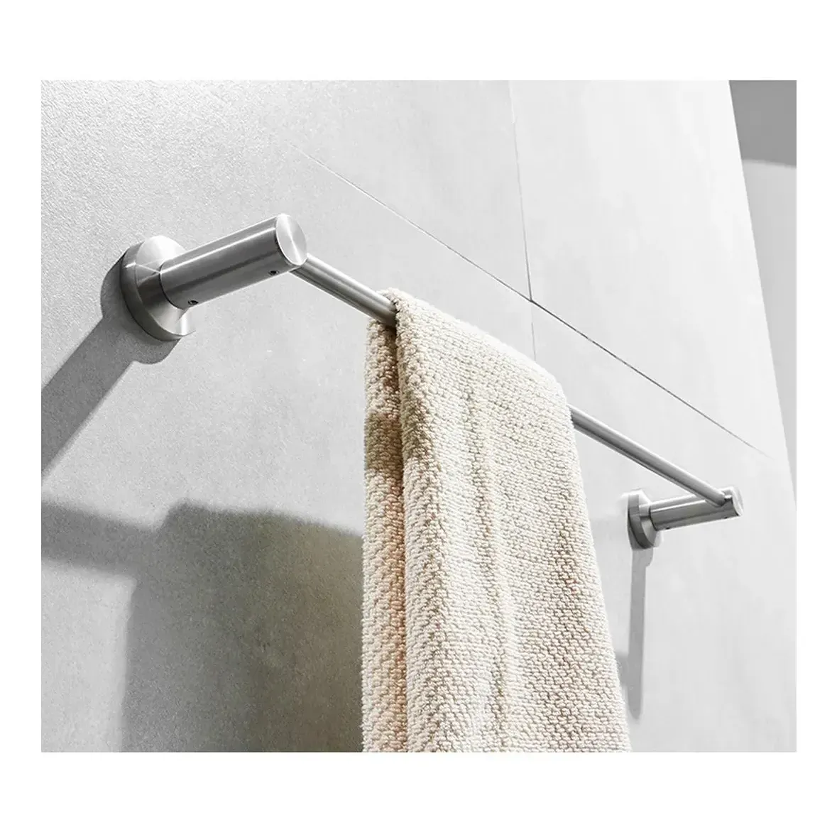 PORTA TOALLA TOALLERO BAÑO BARRA 60 CM ACERO PLATEADO - Imagen 5