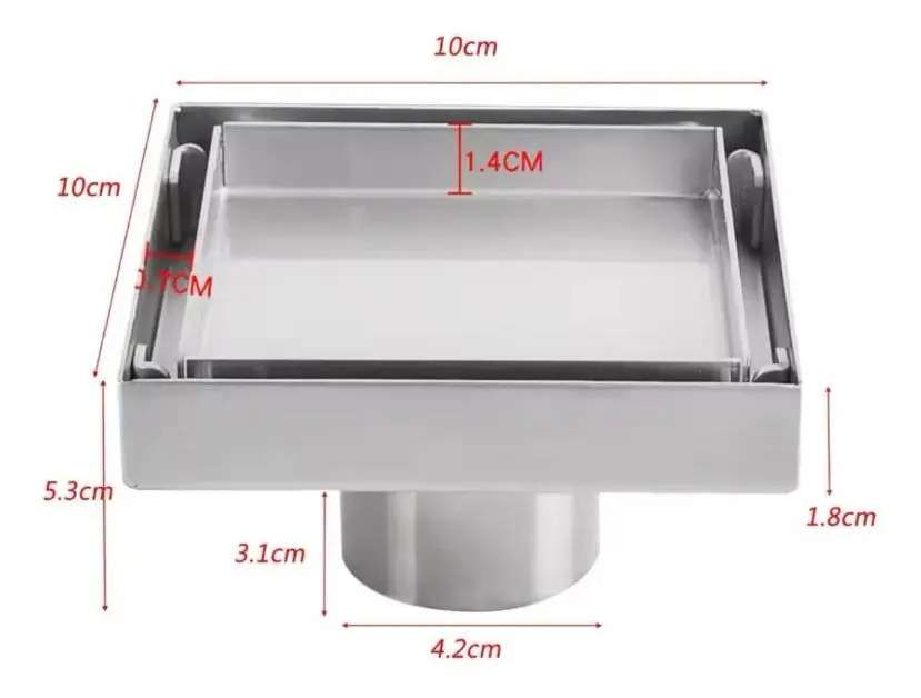 DESAGUE REJILLA TAUMM AL PISO INVISIBLE 10 X 10CM ACERO INOXIDABLE - Imagen 6