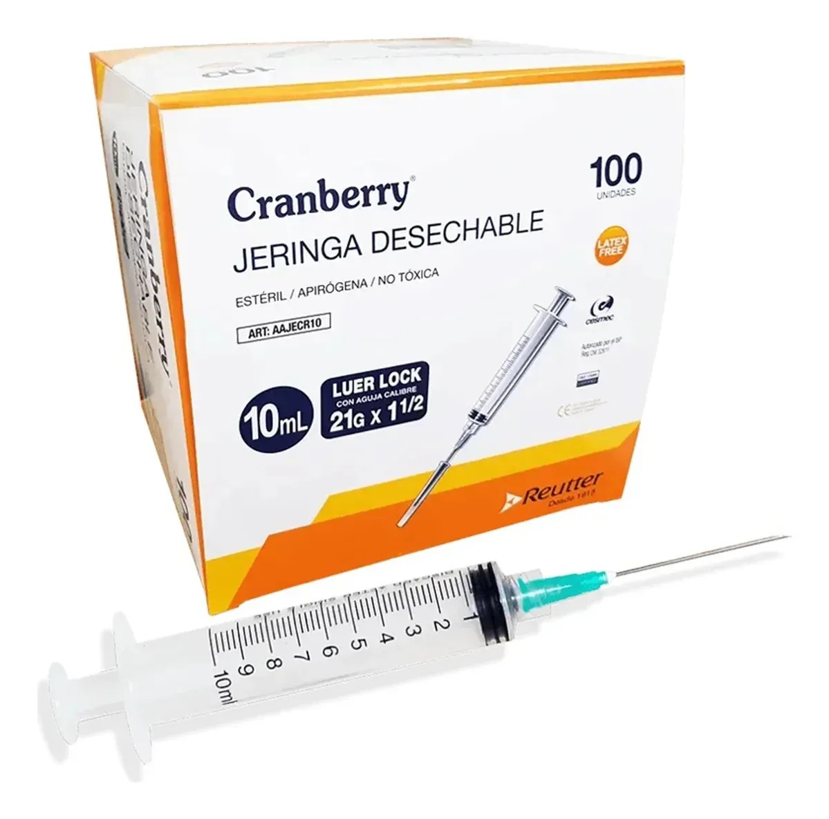 JERINGA CRANBERRY LUER SLIP DE 10 ML CON AGUJA, PACK DE 100 - Imagen 8
