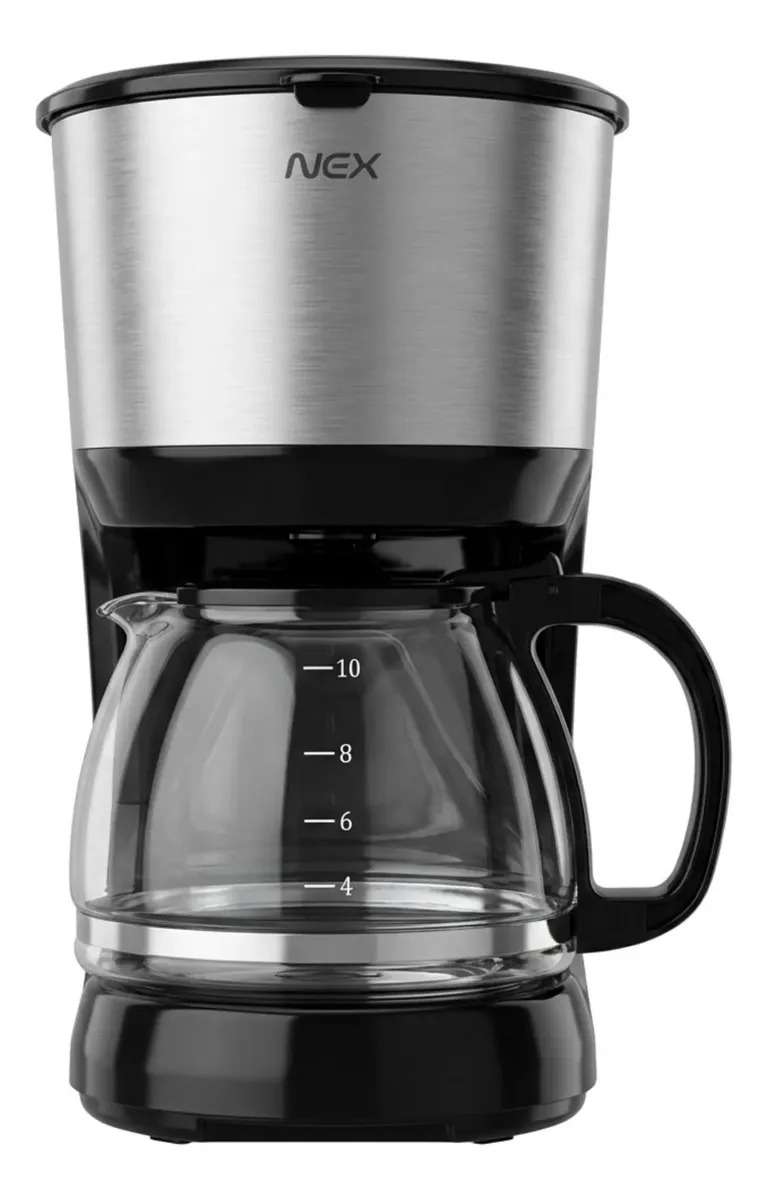 CAFETERA NEX 1.25L GOTEO JARRA VIDRIO ACERO NEGRO 10 TAZAS N