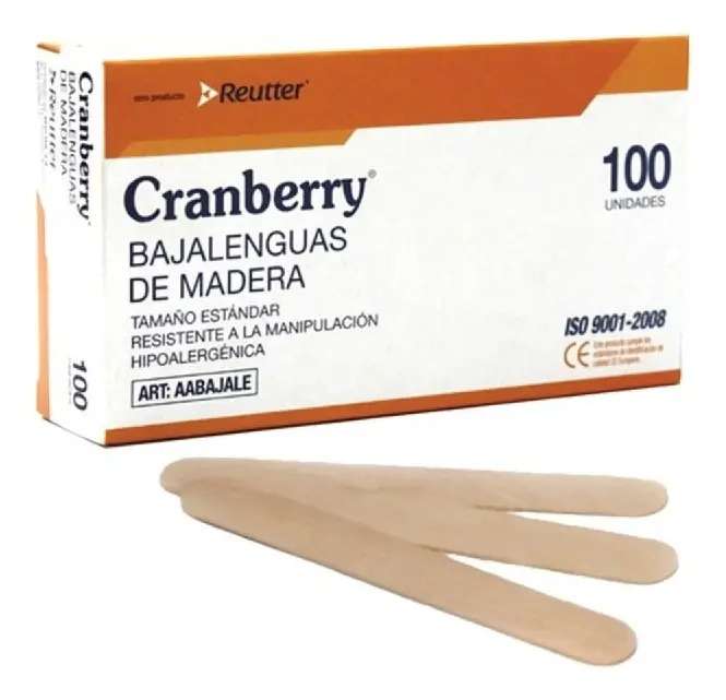 BAJALENGUAS MADERA CRANBERRY CAJA X 100