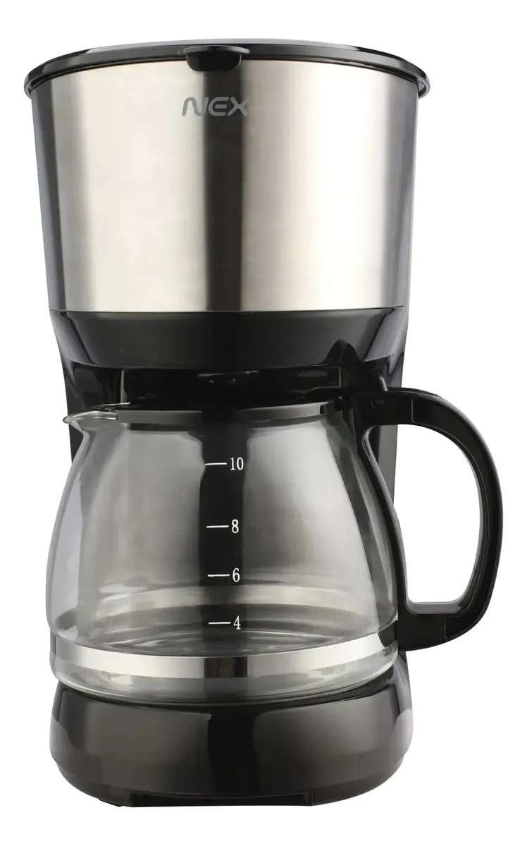 CAFETERA NEX 1.25L GOTEO JARRA VIDRIO ACERO NEGRO 10 TAZAS N - Imagen 2