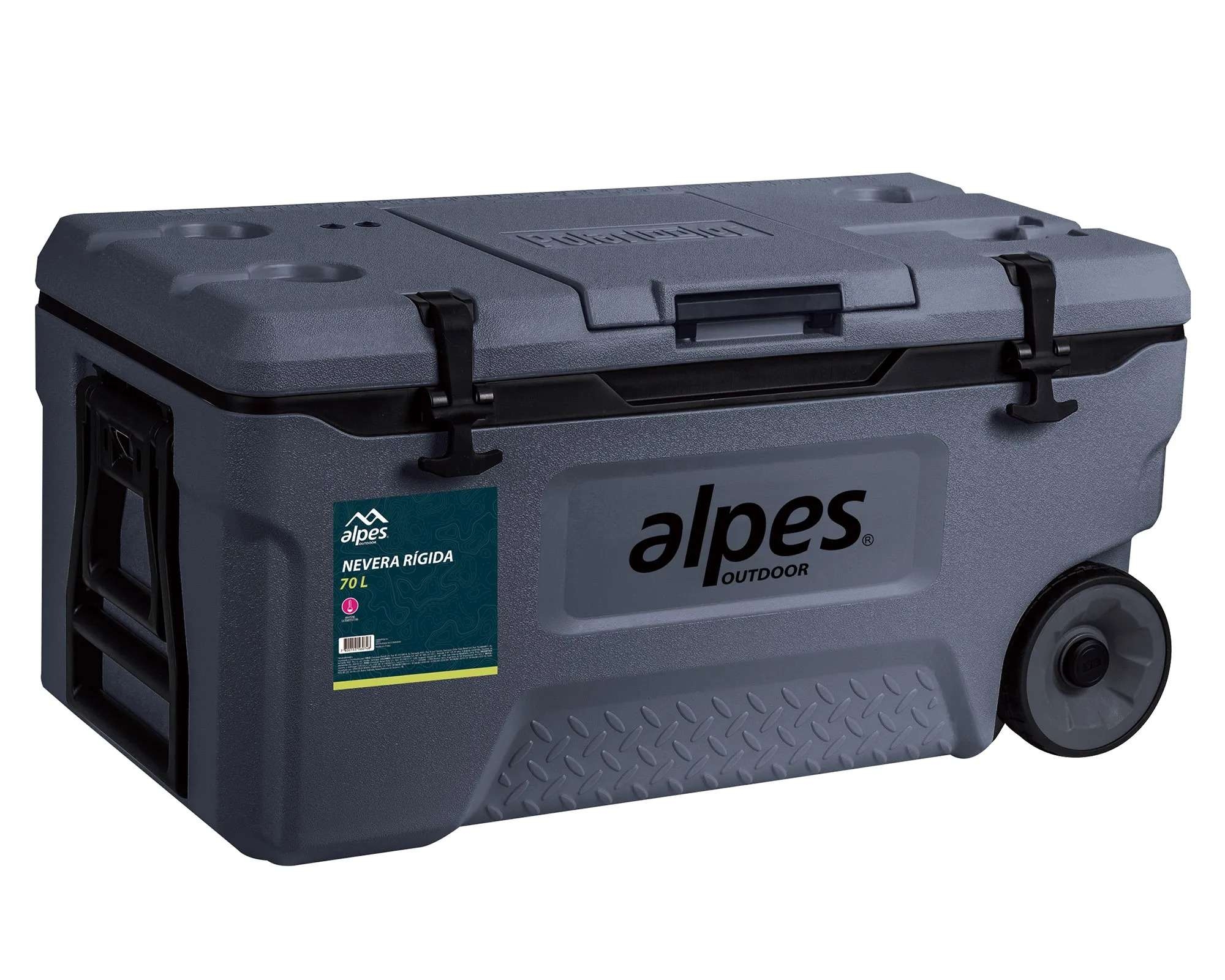COOLER NEVERA RÍGIDA CON RUEDAS ALPES 70 LITROS